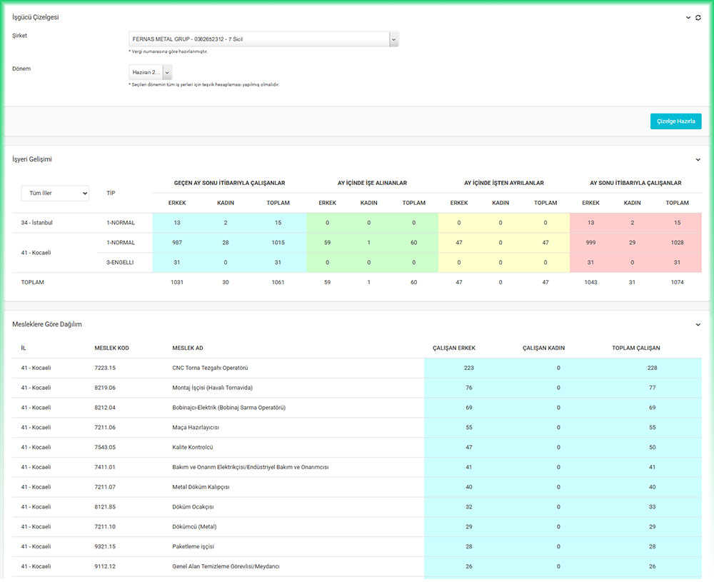 İşkur İşgücü Çizelgesi Raporu